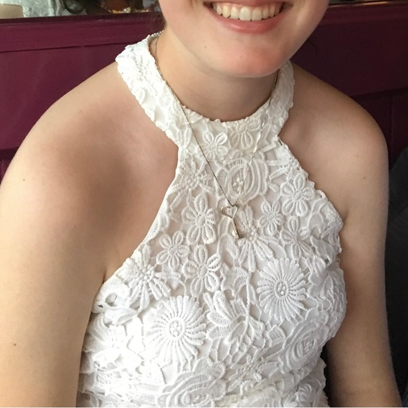 White lacy lined dress halterneck, size 1 - Picture 4 of 11